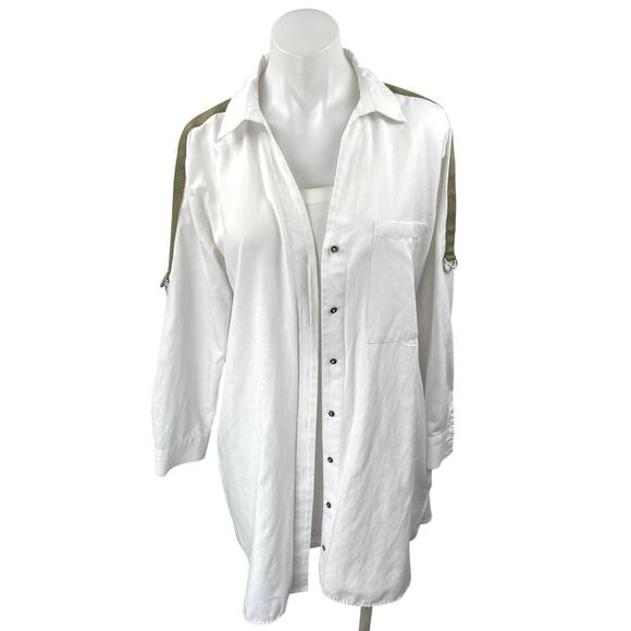 Zara Women's White Long Sleeve Button Down Oversized Pocket Blouse Shirt Top M - Picture 1 of 4